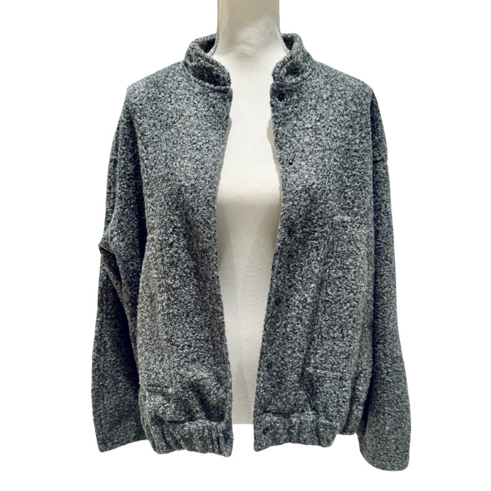 NWOT Women’s Oversized Bomber Jacket | Dark Gray Button Down + Pockets (L) - Picture 3 of 14